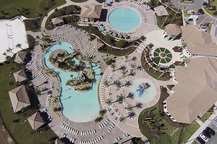 Aerial of The Retreat Clubhouse and Pools